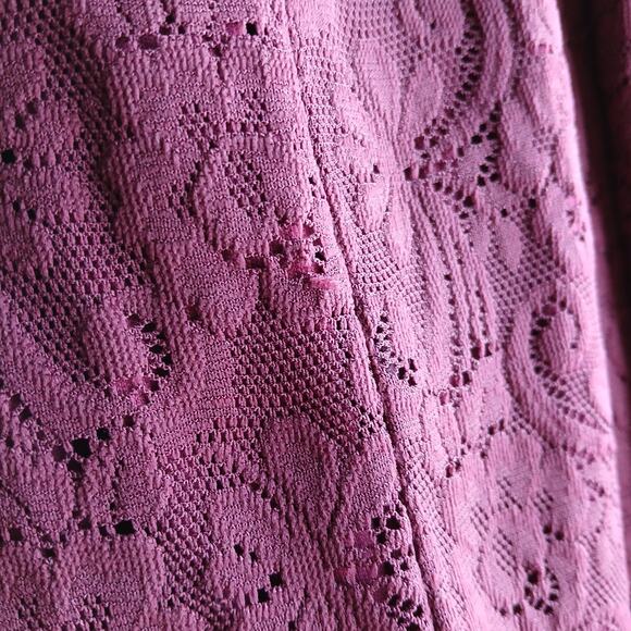 Burgundy Lace Pencil Midi Skirt M Fairweather Studio lined stretch floral - Picture 12 of 14